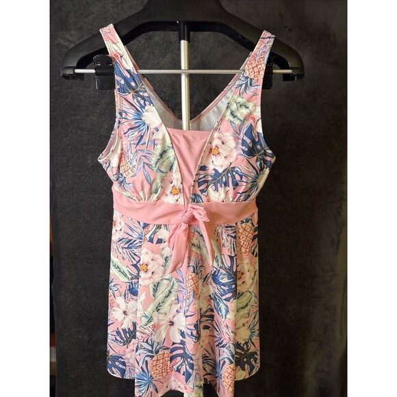 Shein Women's Tankini Size M Pink White Floral Pattern - Picture 7 of 9